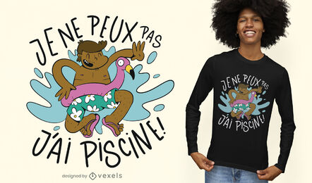 Hombre en diseño de camiseta de piscina