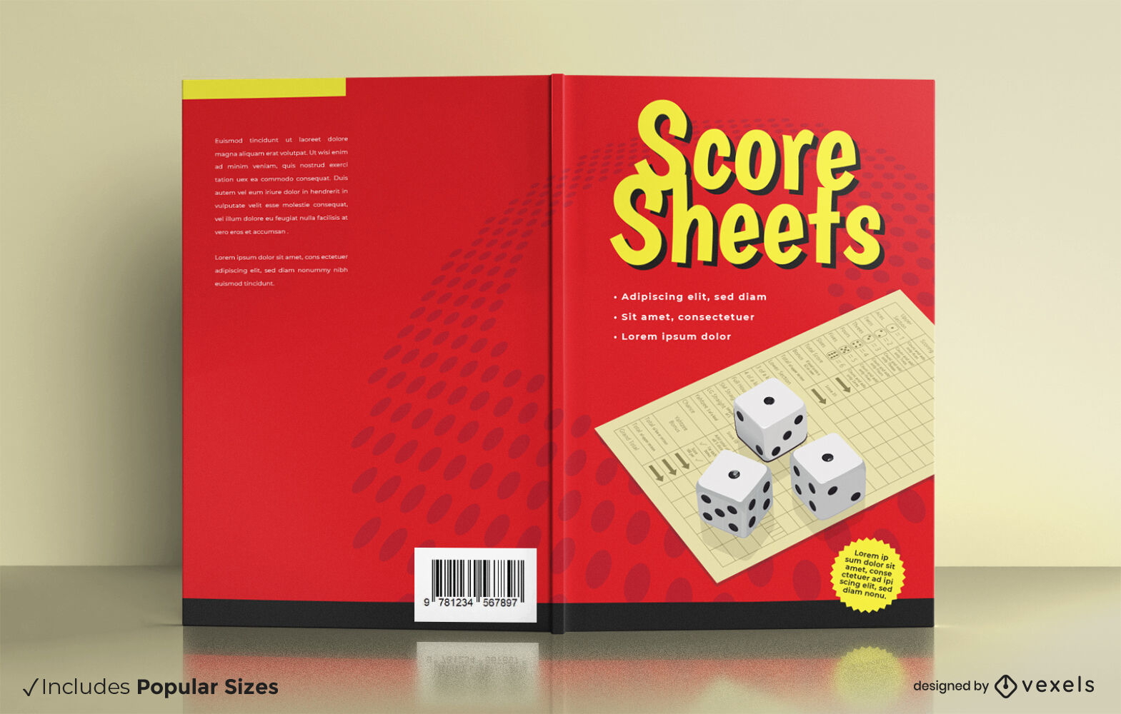 Diseño de portada de libro de hoja de puntuación del juego