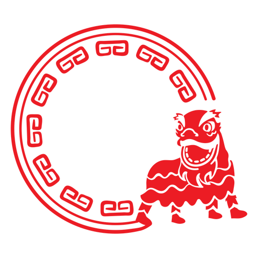 Chinese Lion Frame PNG Design