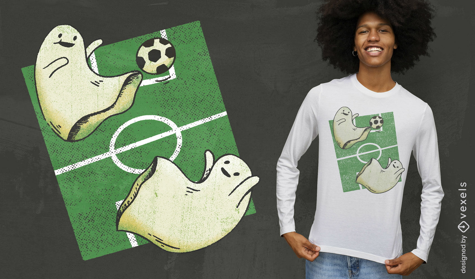 Geister, die Fußballsport-T-Shirt PSD spielen