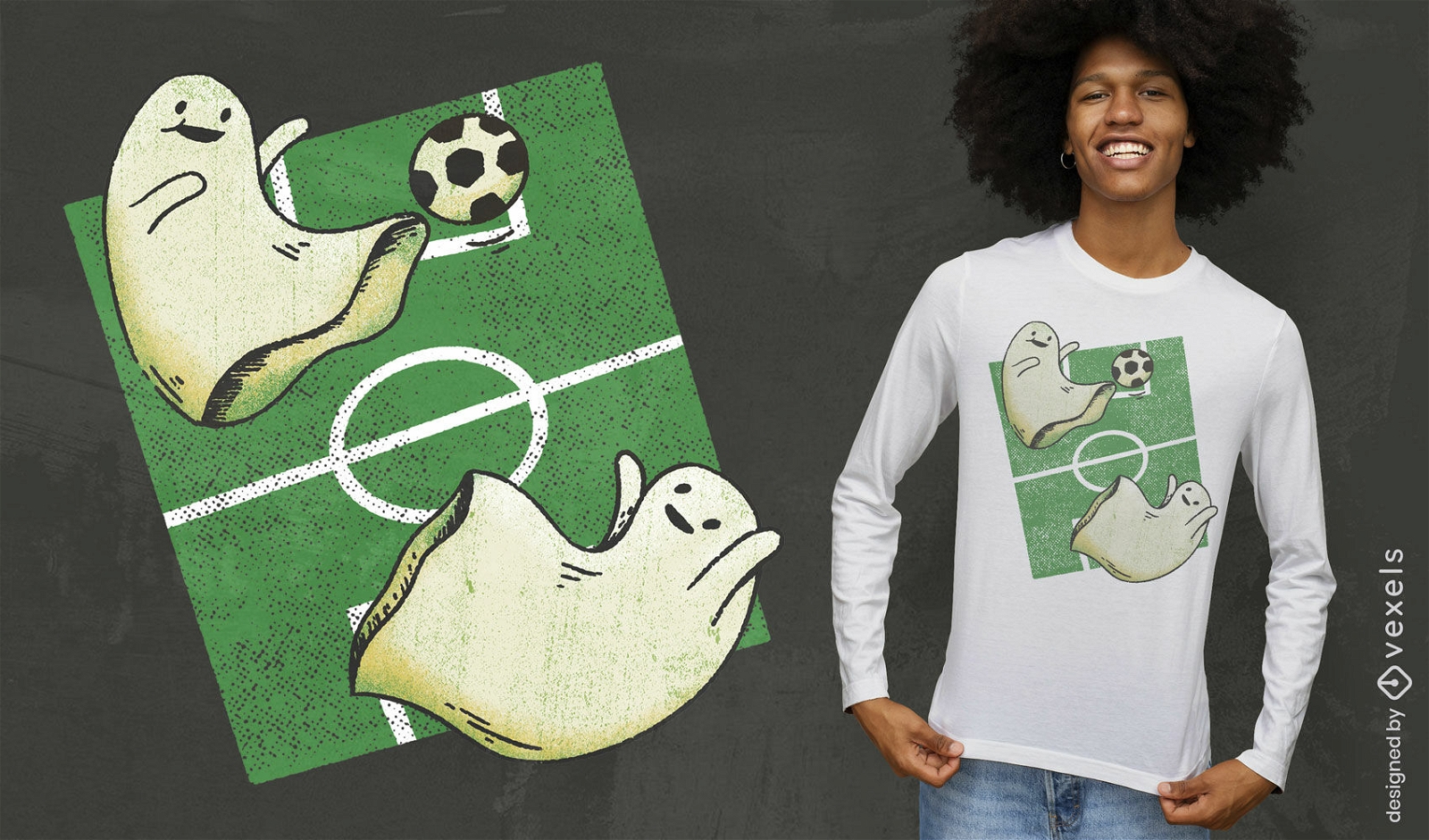 Ghosts playing soccer sport t-shirt psd