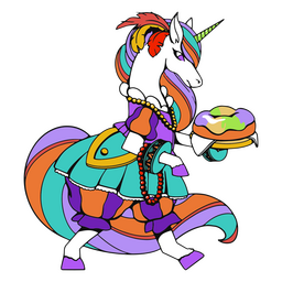 Unicorn In Mardi Gras Costume Character PNG & SVG Design For T-Shirts