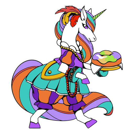 Unicornio en personaje de disfraz de mardi gras Diseño PNG