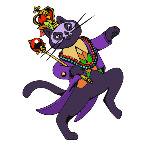 Gato disfrazado de Mardi Gras