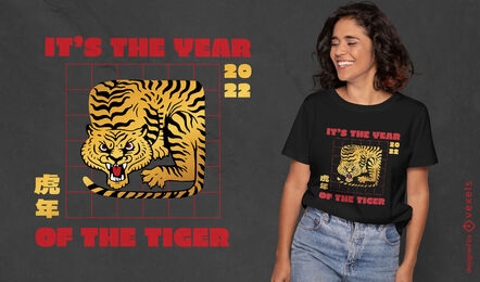 Diseño de camiseta del año chino del tigre.