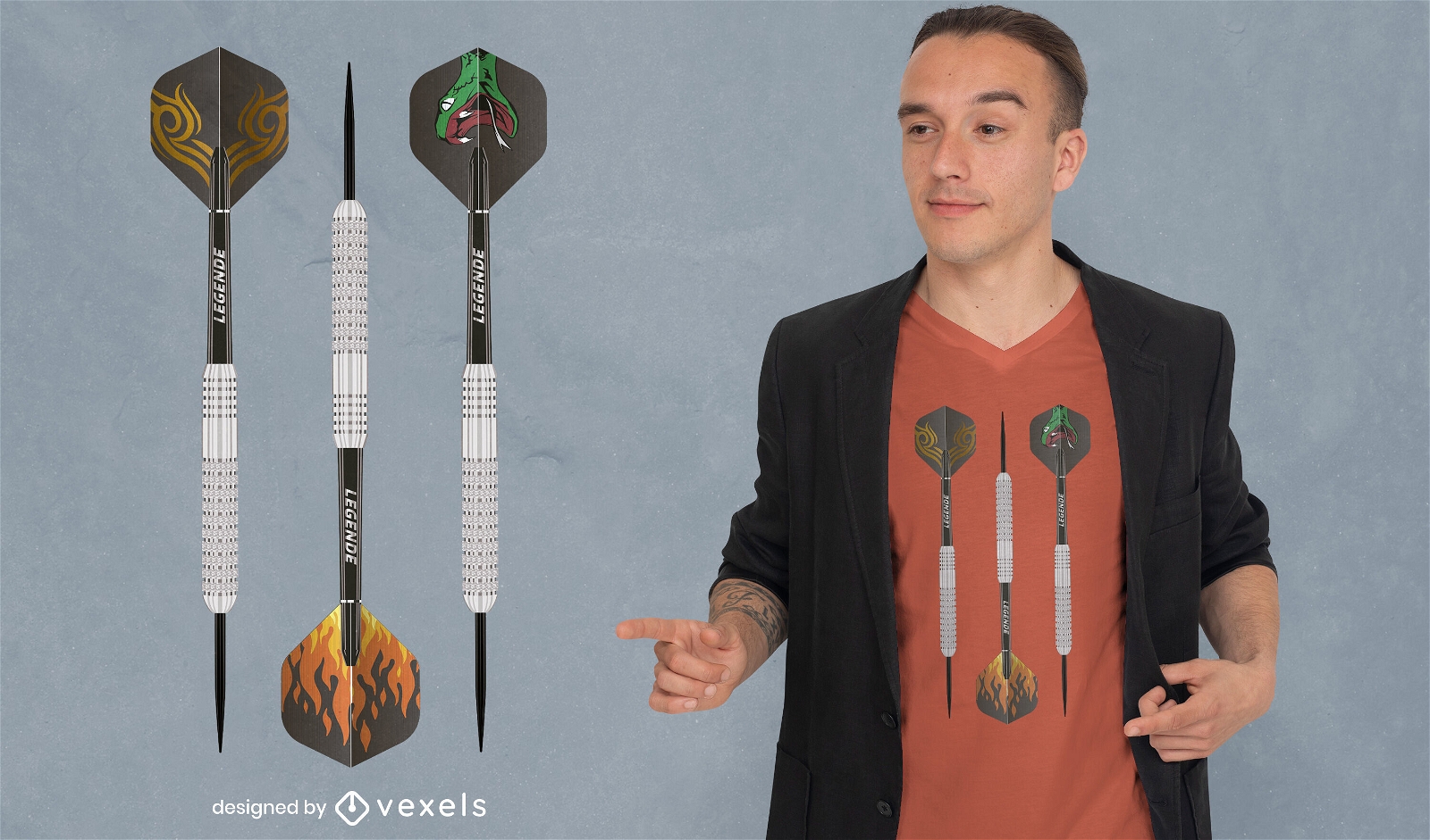 Realistic darts game t-shirt design
