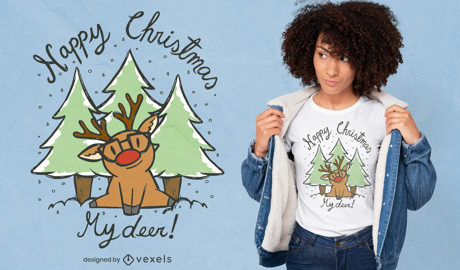 Happy Christmas deer quote t-shirt design