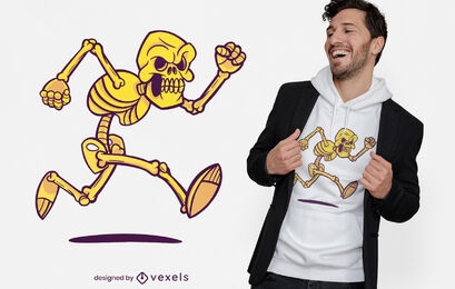 Design de camiseta de esqueleto de corrida engraçado