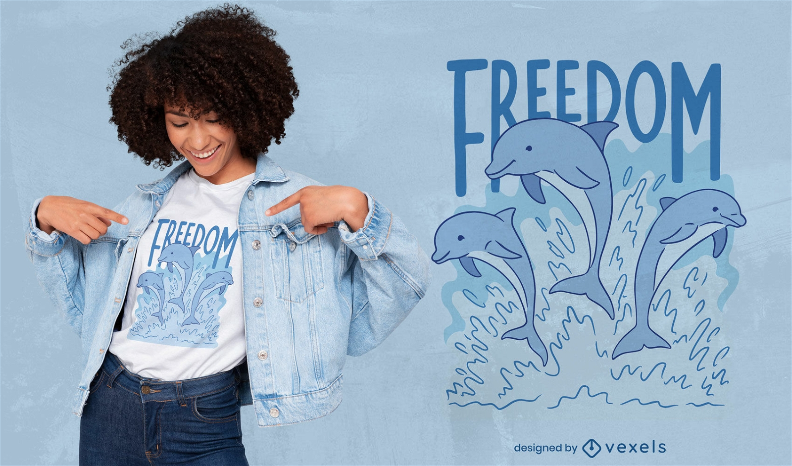 Design de camisetas Freedom dolphins
