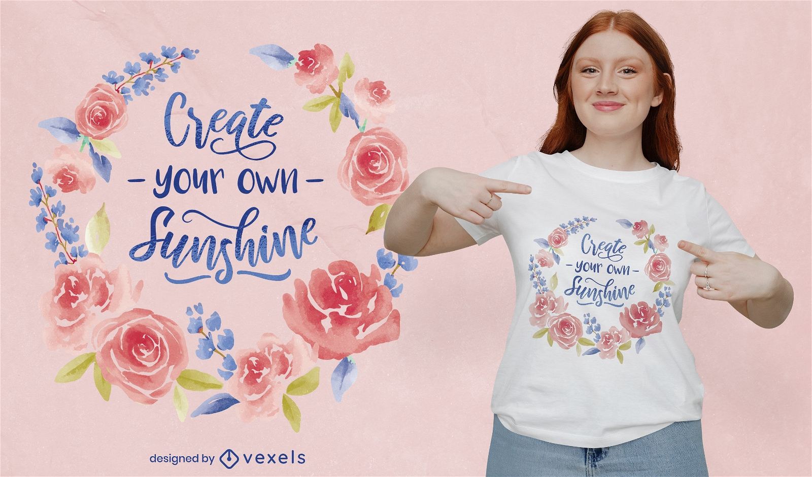 Rose crown sunshine lettering t-shirt design