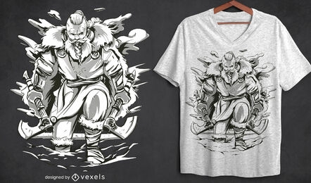 Viking with two axes t-shirt design