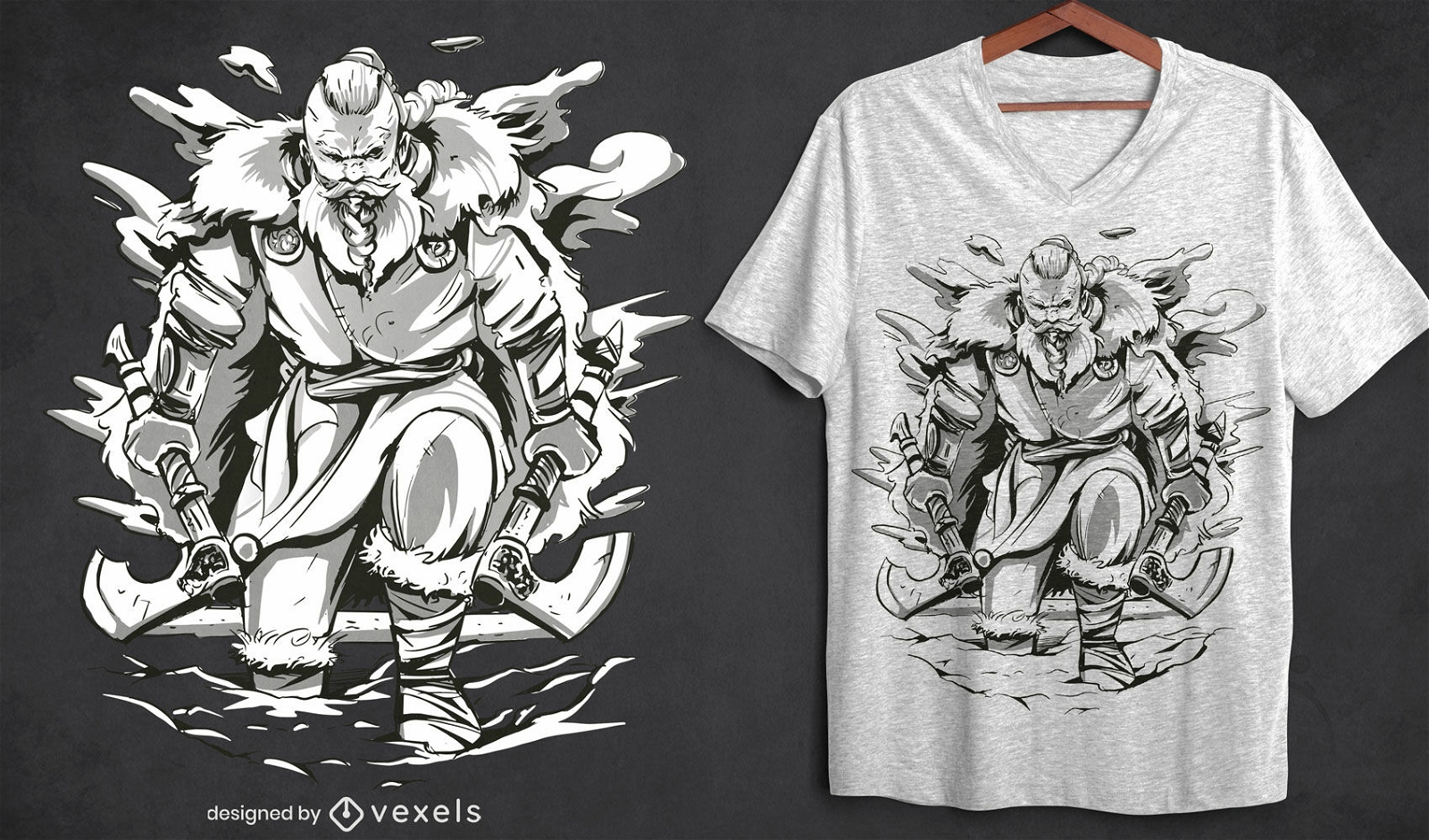 Viking com design de t-shirt de dois eixos