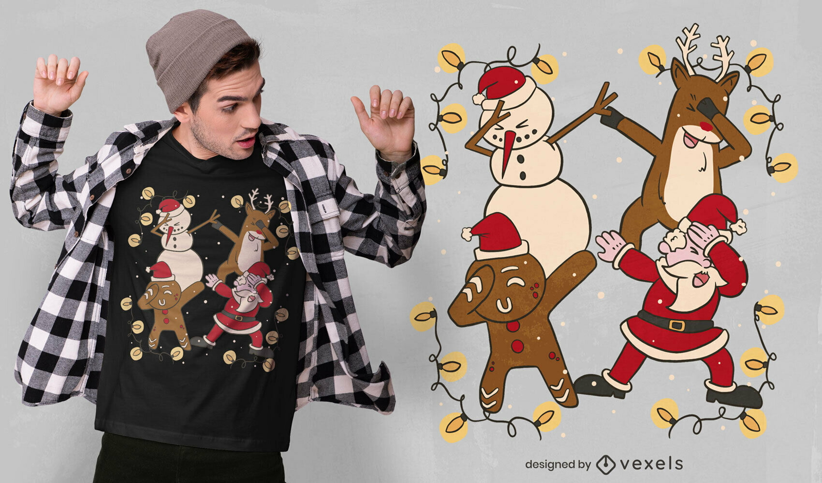 Dabbing cartoon christmas characters T-shirt Design