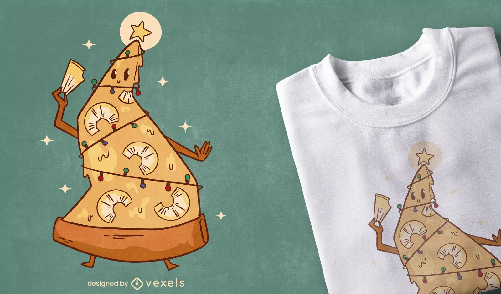 Diseño de camiseta de árbol de pizza de piña navideña