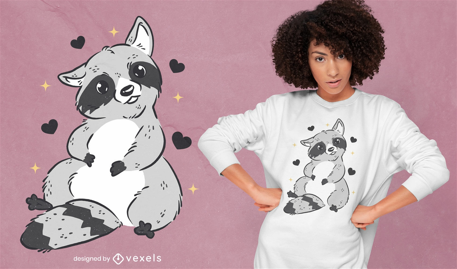 Cute raccoon hearts t-shirt design