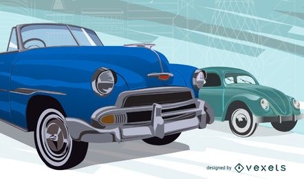 Ilustração de carros antigos