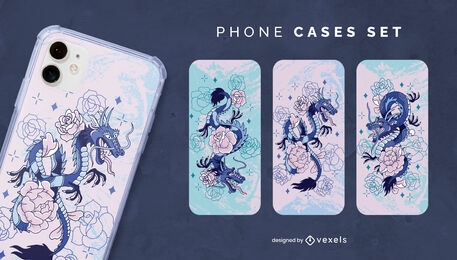 Dragon and roses phone case set