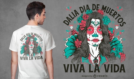 Diseño de camiseta del día de los muertos de Dalia.