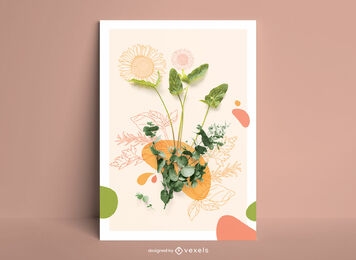 Plant drawing and photo poster design