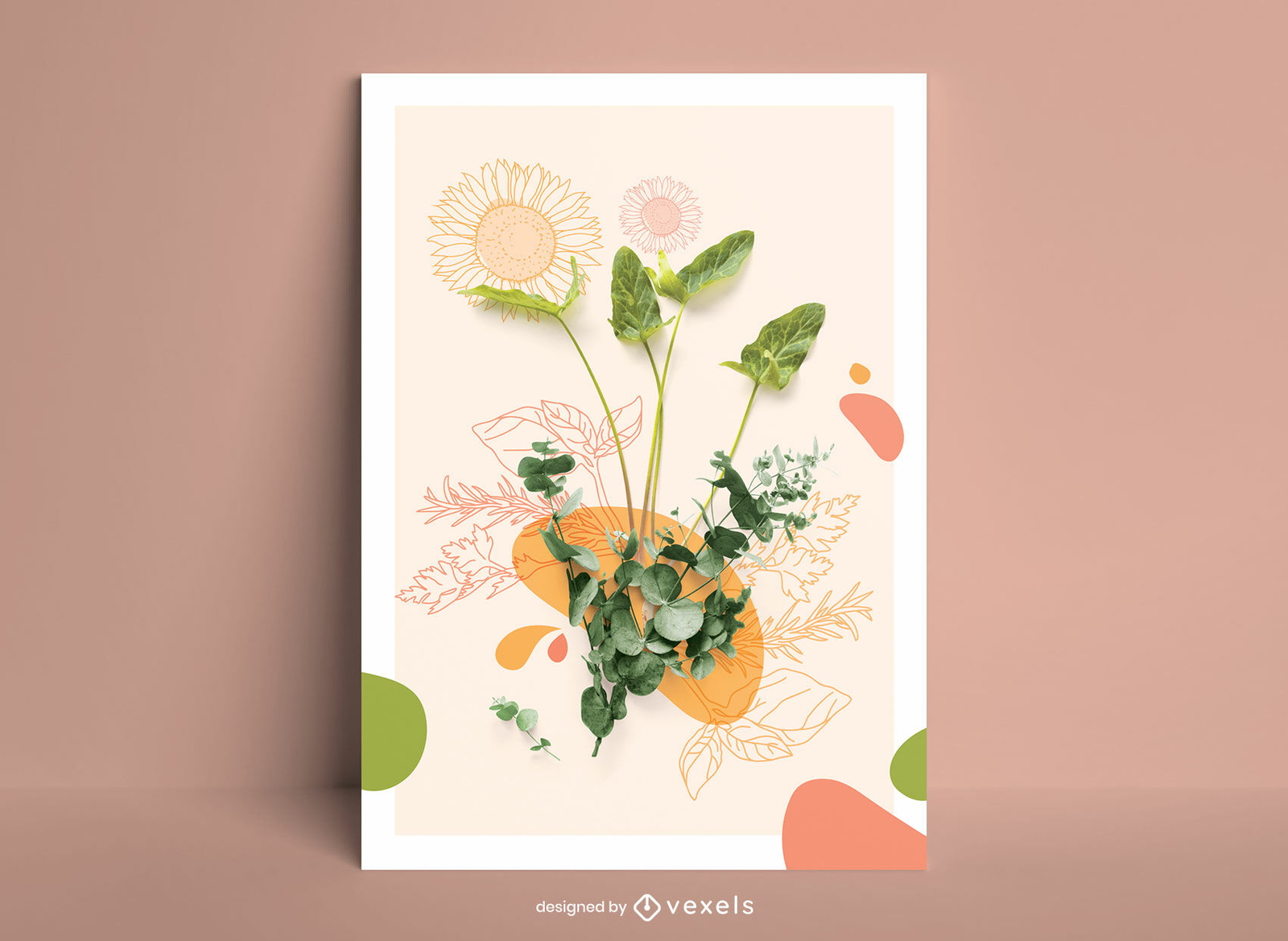 Desenho de plantas e design de pôsteres fotográficos