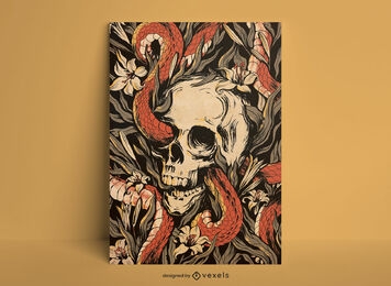 Totenkopf mit Schlangen PSD Poster Design