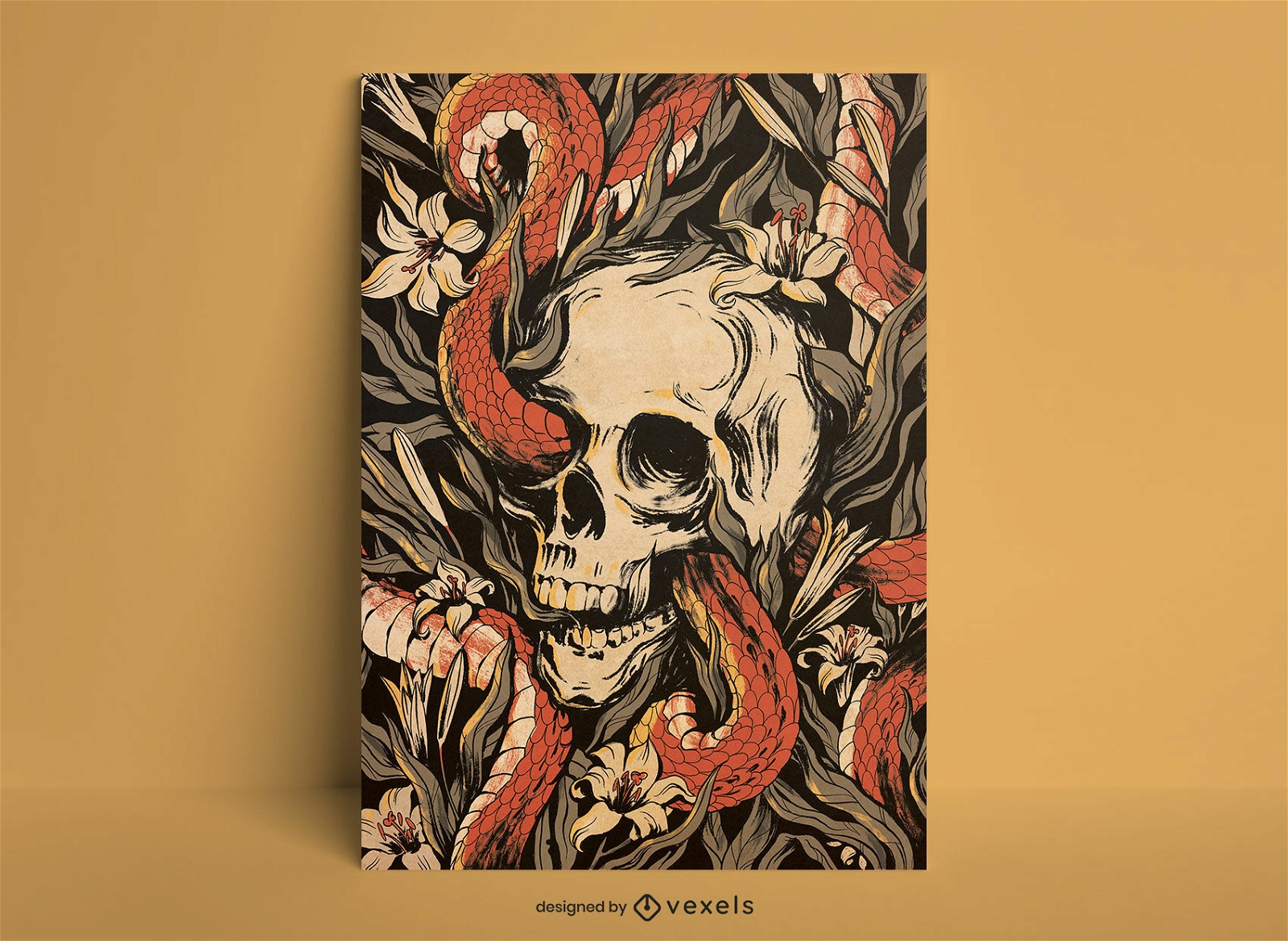 Totenkopf mit Schlangen PSD Poster Design