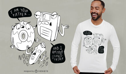 Diseño de camiseta con tecnología USB y disco CD.