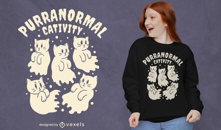 Diseño de camiseta de gatos purranormal cativity.