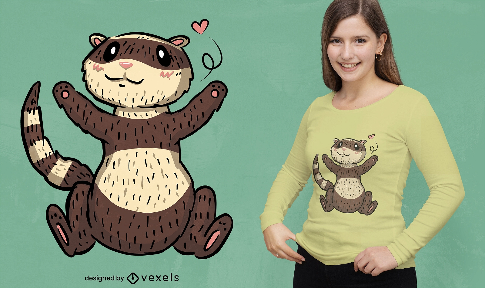 Cute ferret hug t-shirt design