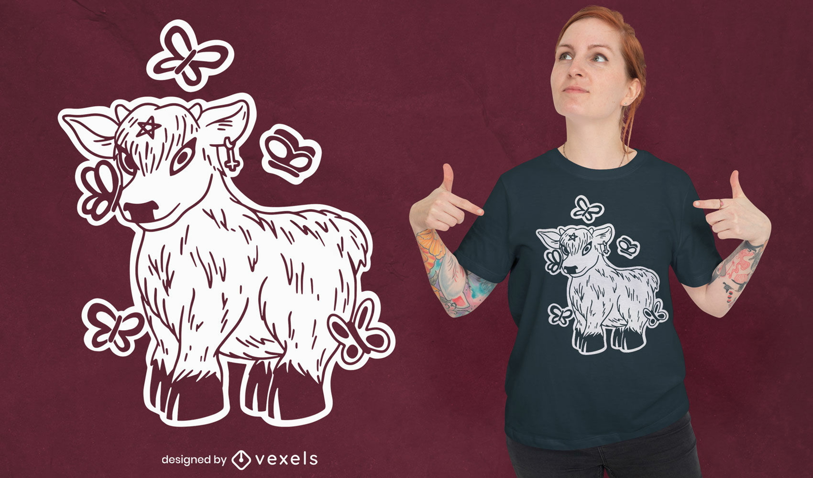 Goth Highland Kuh T-Shirt Design