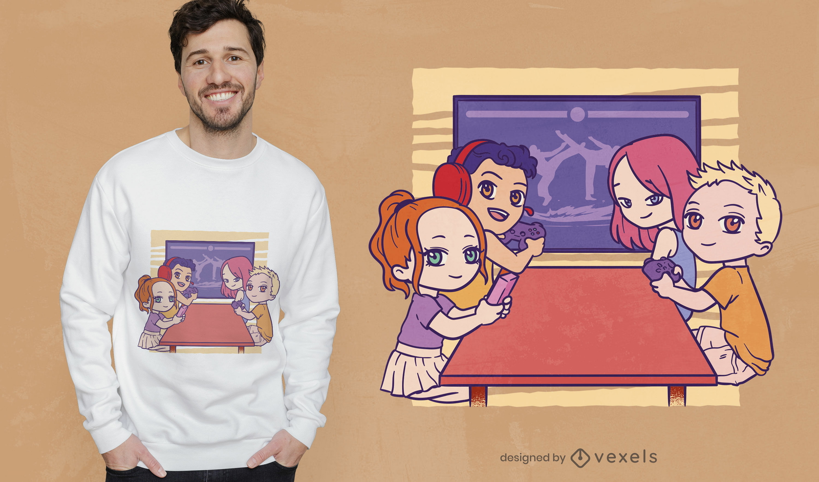 Friends playing games t-shirt design