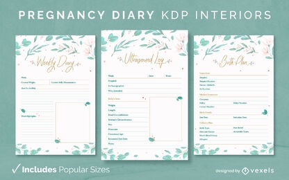 Diario de mamá embarazada Diseño Modelo KDP