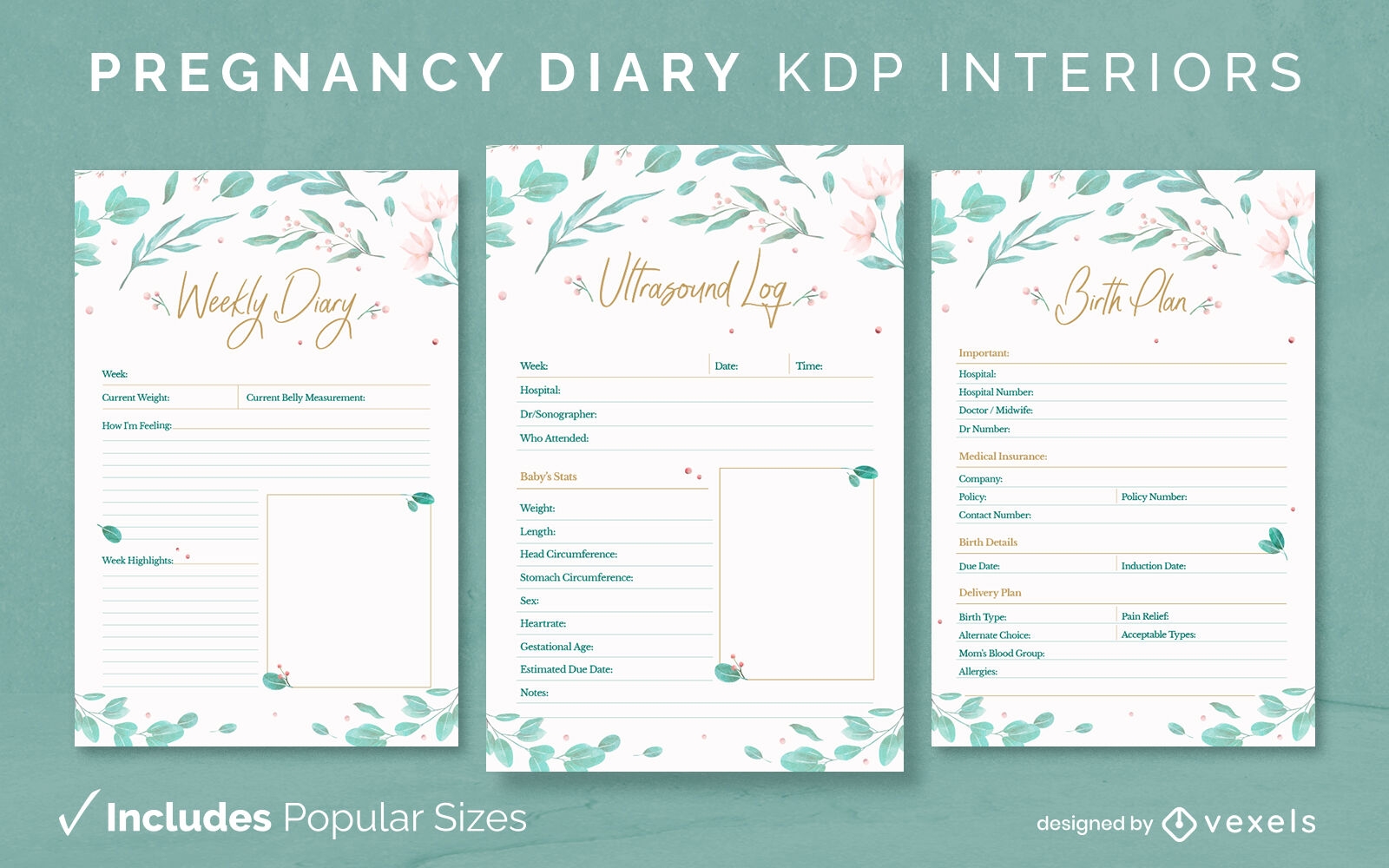 Diario de mamá embarazada Diseño Modelo KDP