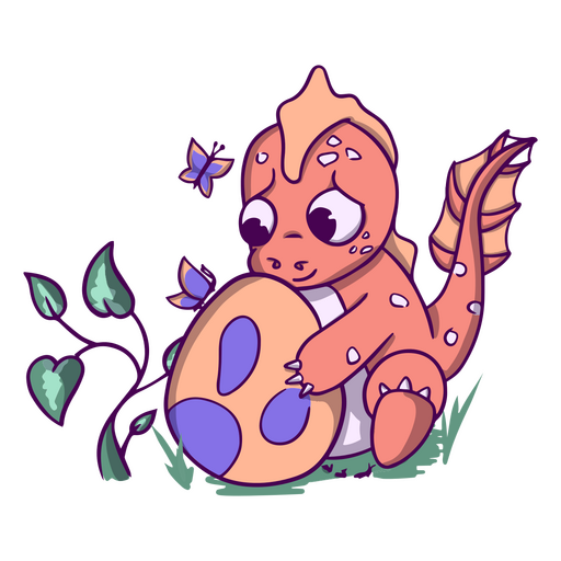 Criatura de fuego mitológica de huevo de dragón bebé Diseño PNG