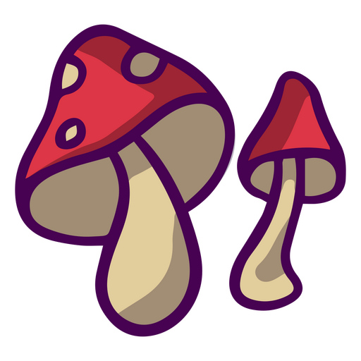 Mushrooms color stroke nature PNG Design