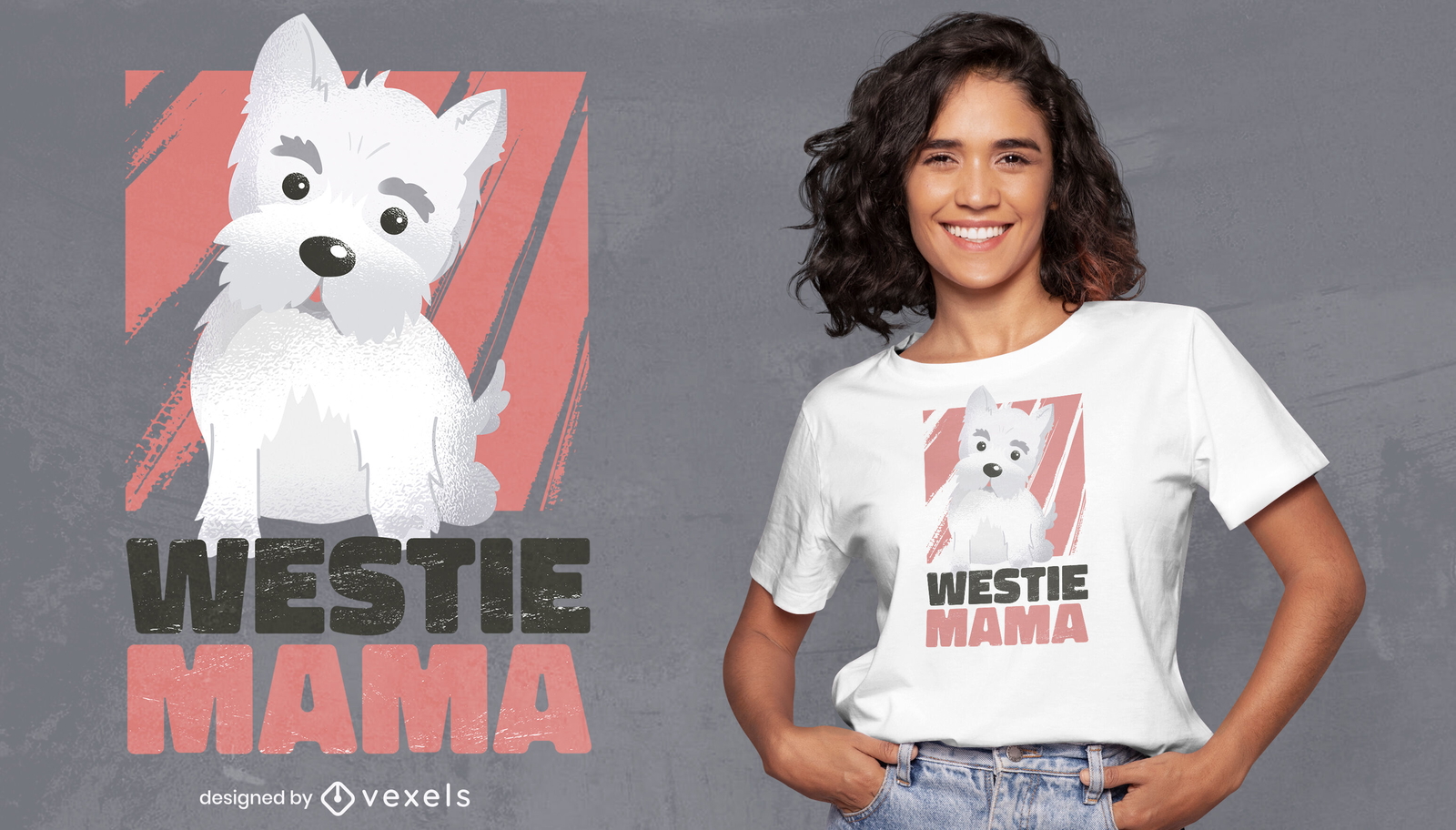 Design fofo de t-shirt mamãe de cachorro westie