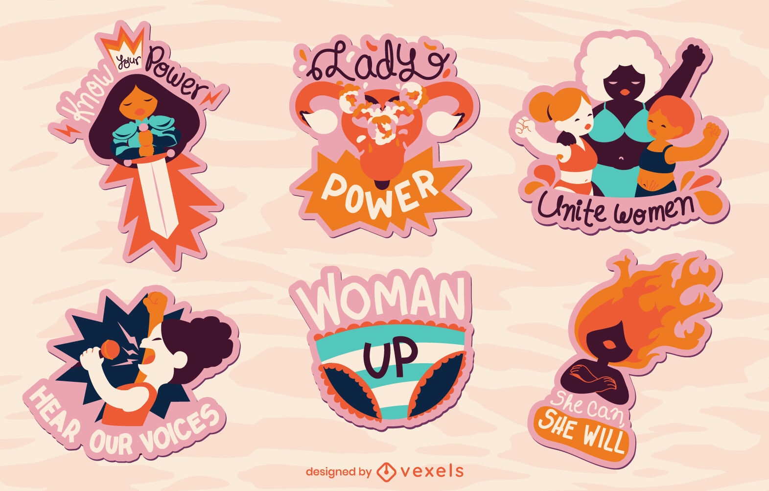 Frauentag niedliches Cartoon-Sticker-Set