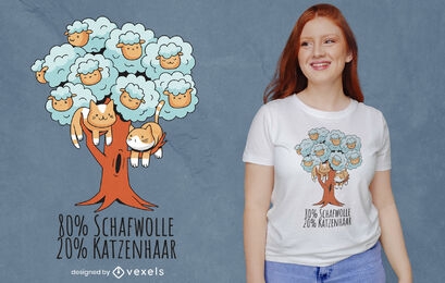 Tree with sheeps and cats t-shirt design