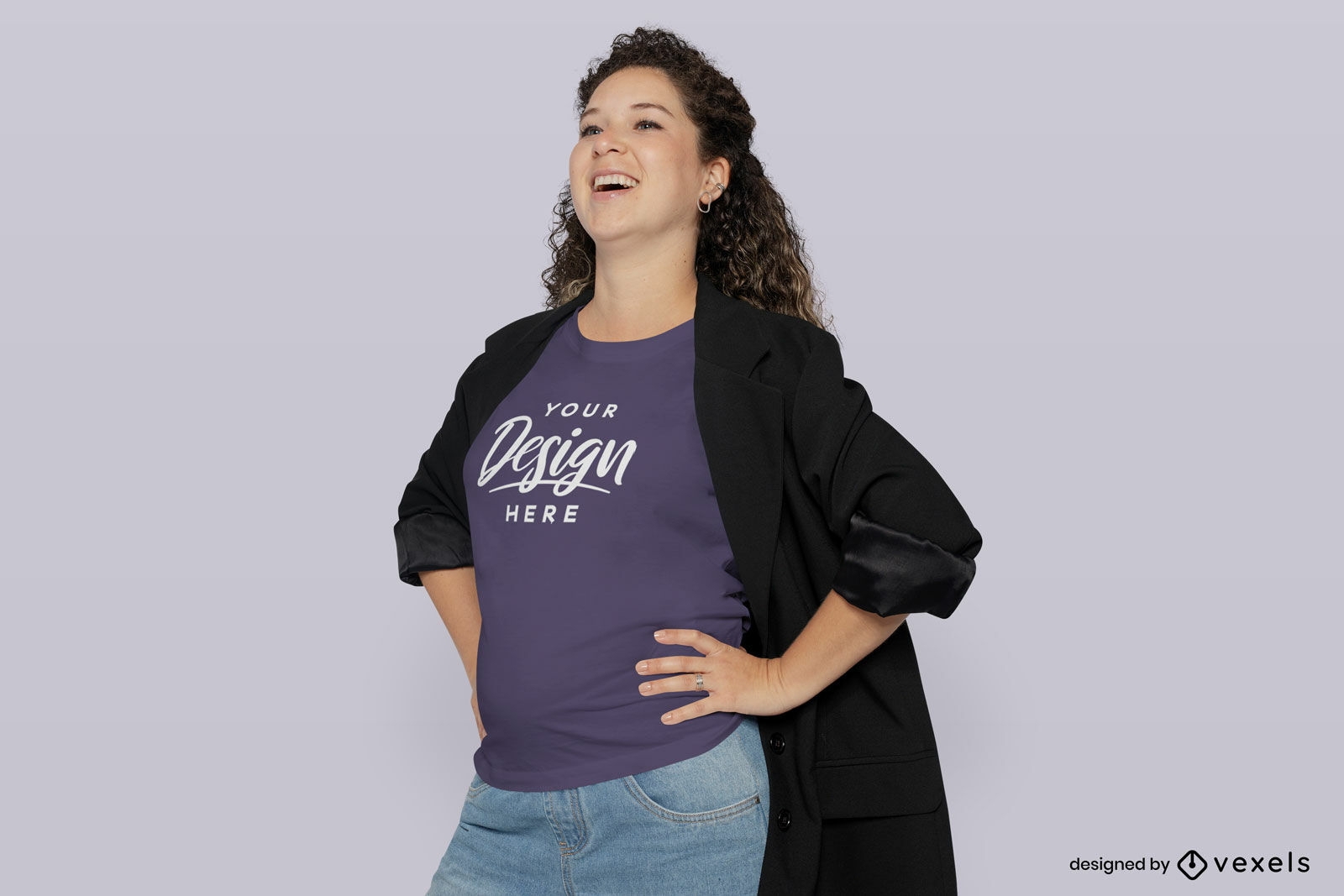 Pregnant woman with blazer t-shirt mockup