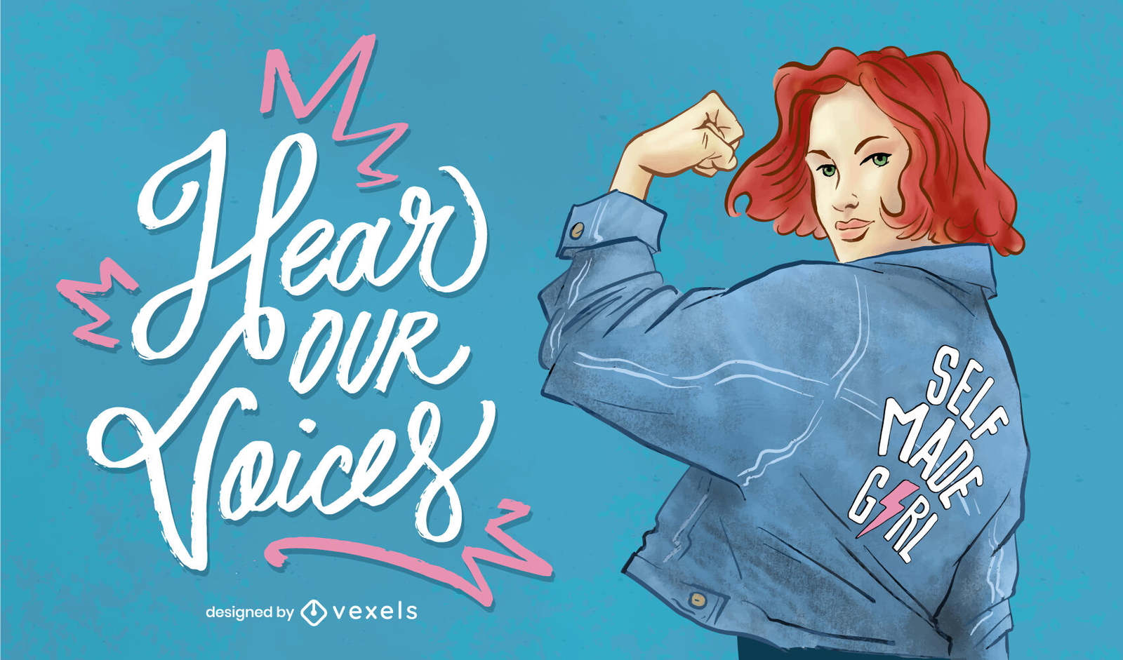 Hear our voices women's day illustration design