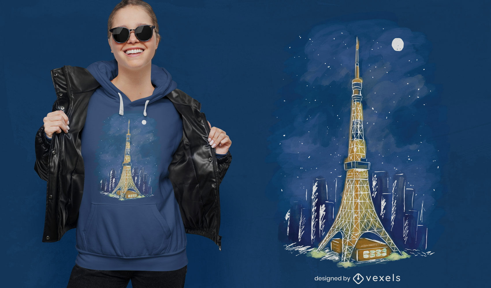 Diseño de camiseta emblemática de la torre de Tokio