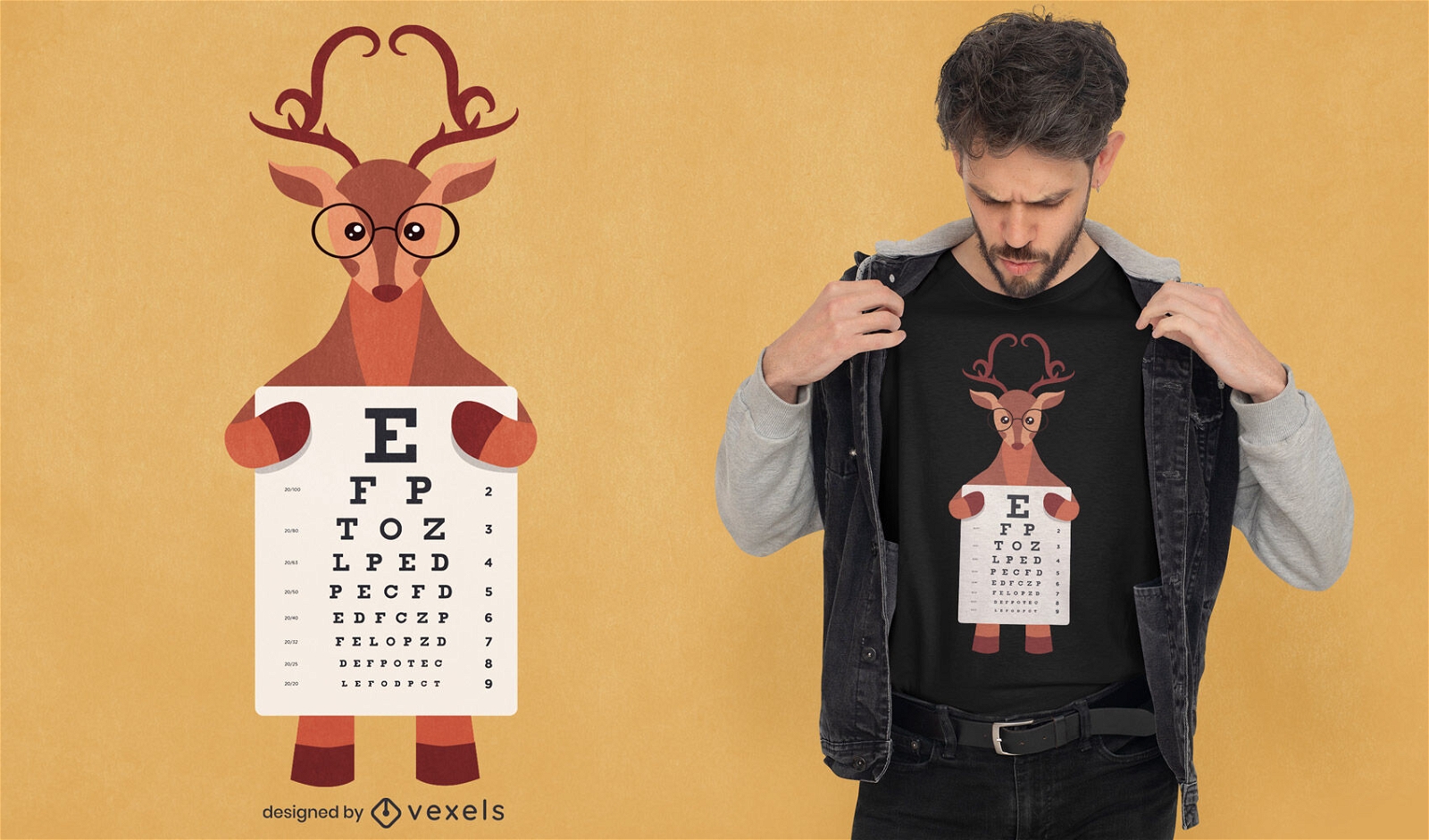 Deer with eye chart t-shirt design