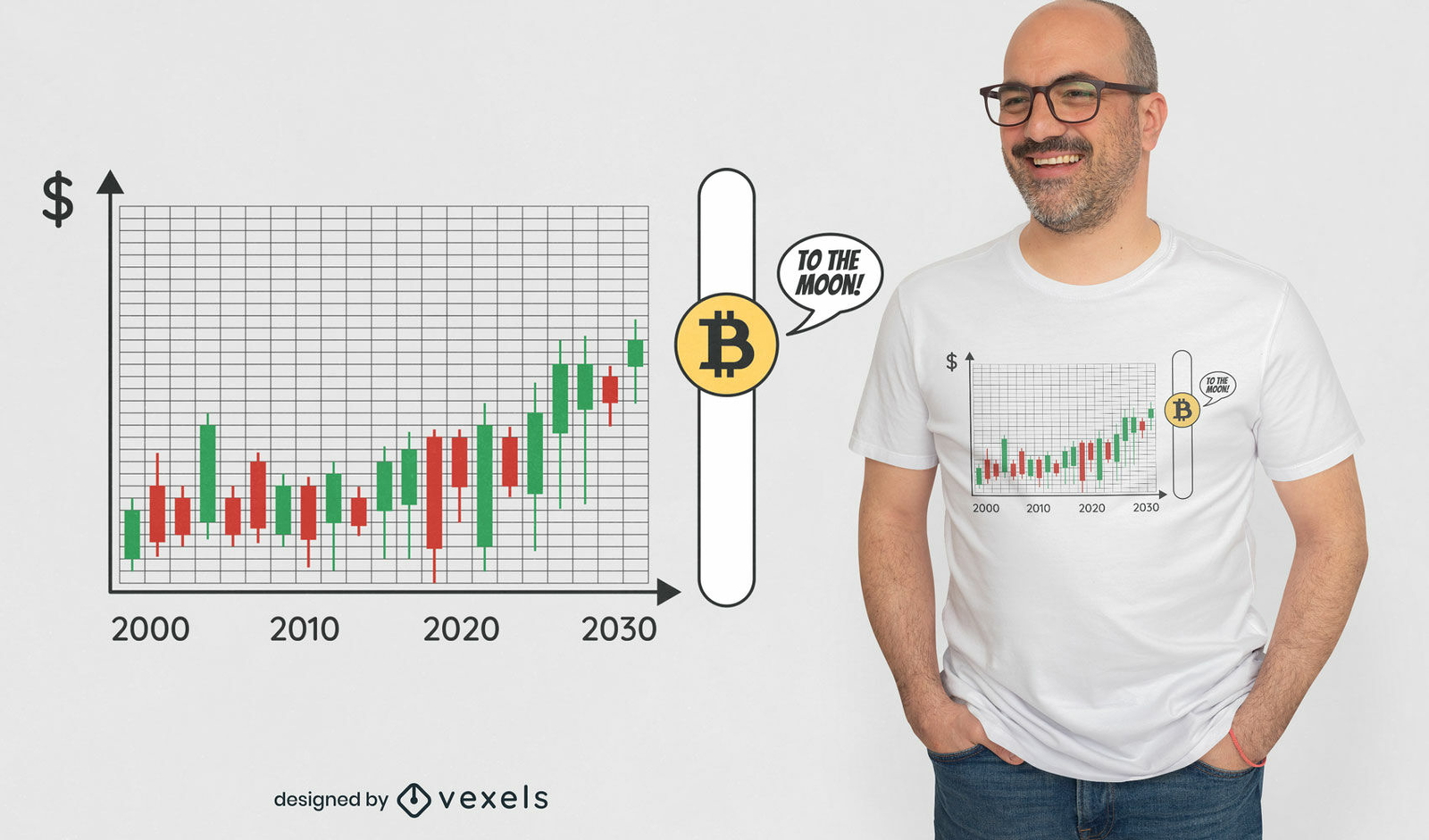 Design gráfico de camiseta com moeda criptográfica