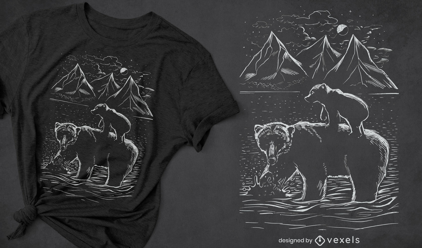 Diseño de camiseta de familia de osos en la naturaleza.