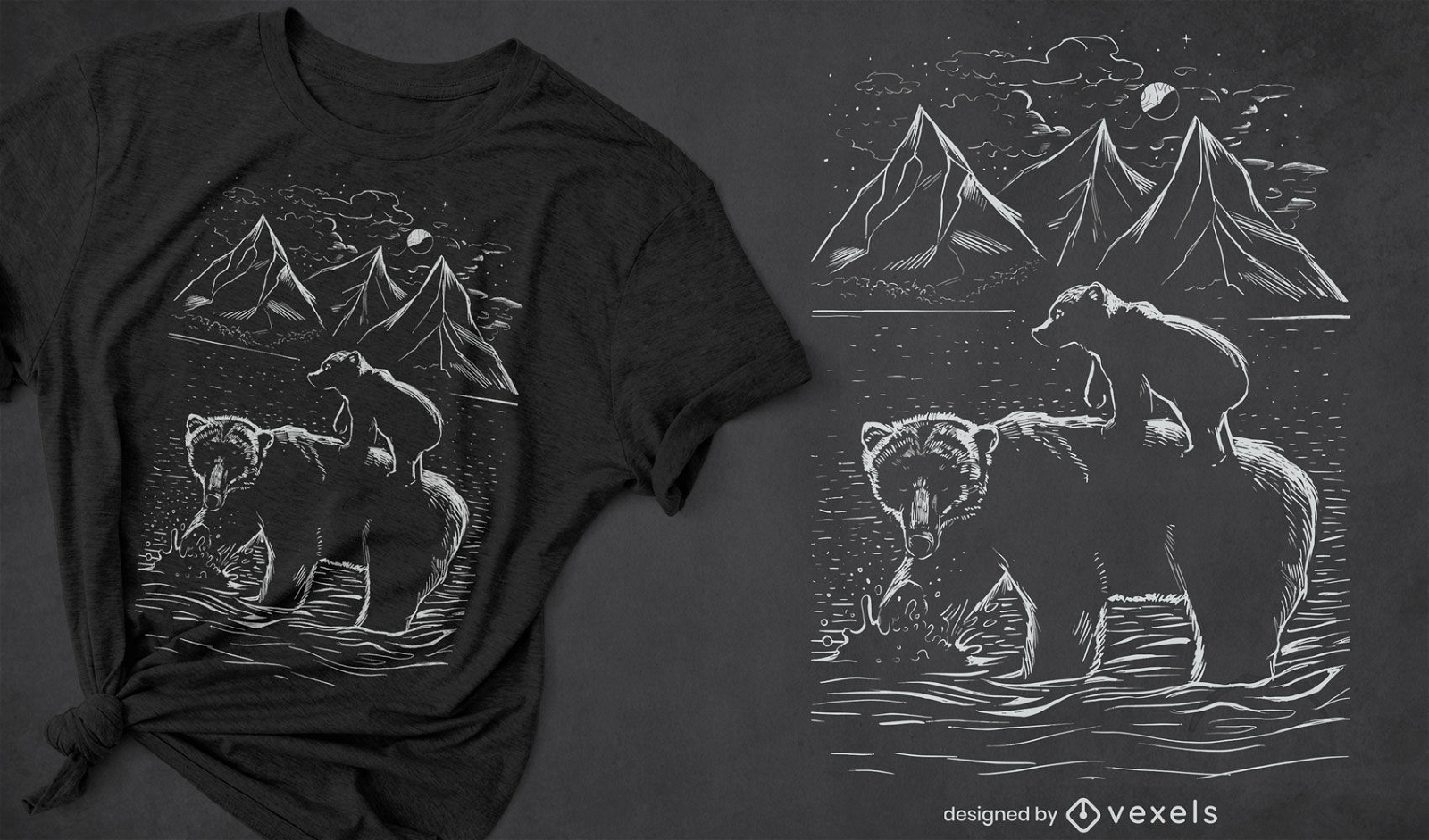 T-shirt da família do urso na natureza
