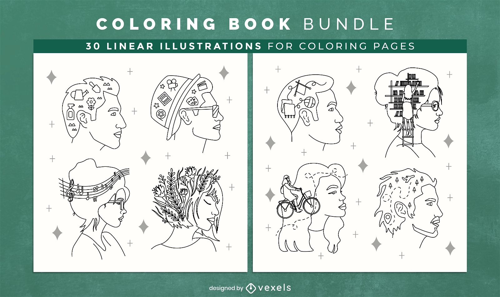 P?ginas de design de livros para colorir de pessoas e hobbies