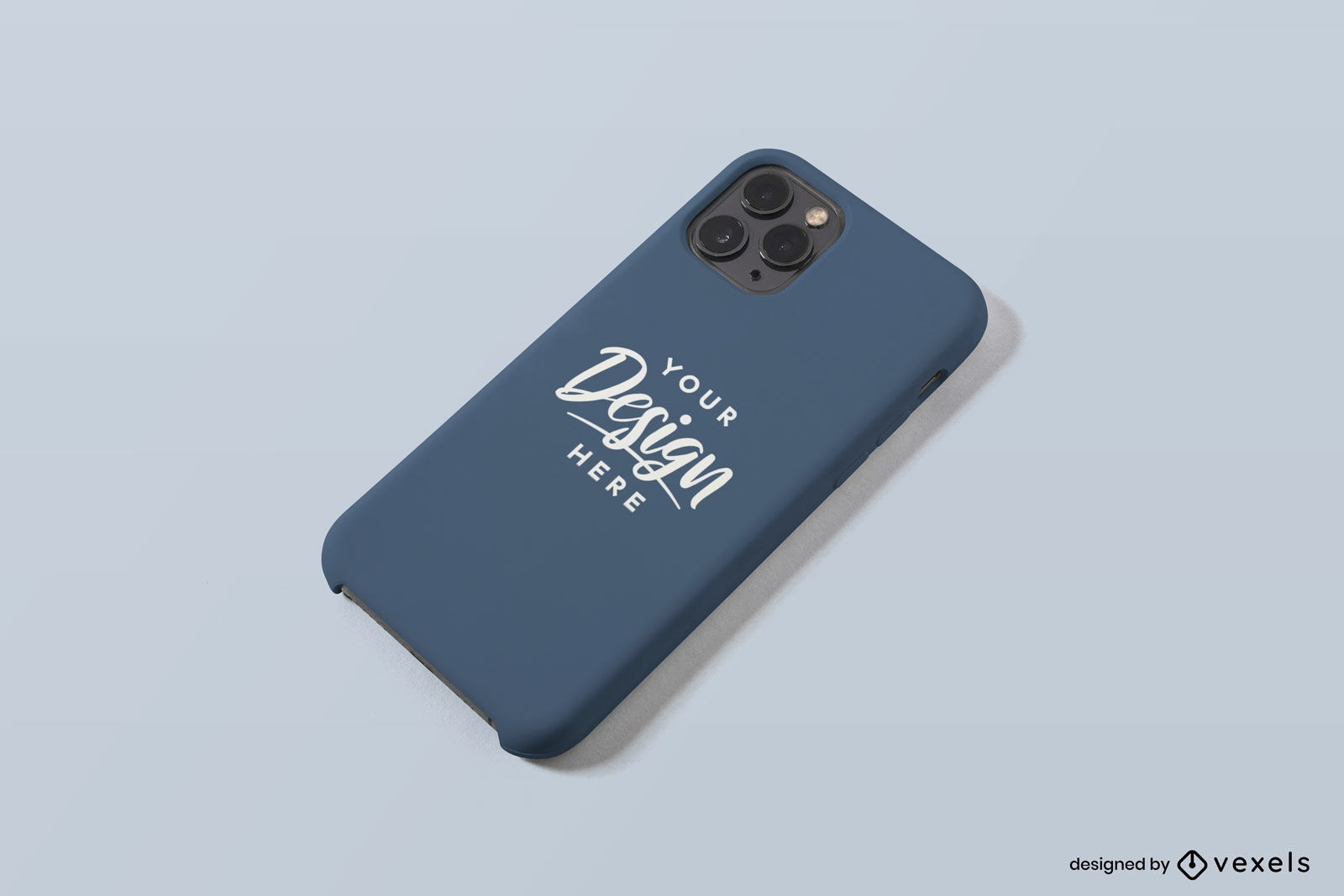 Blue solid background phone case mockup