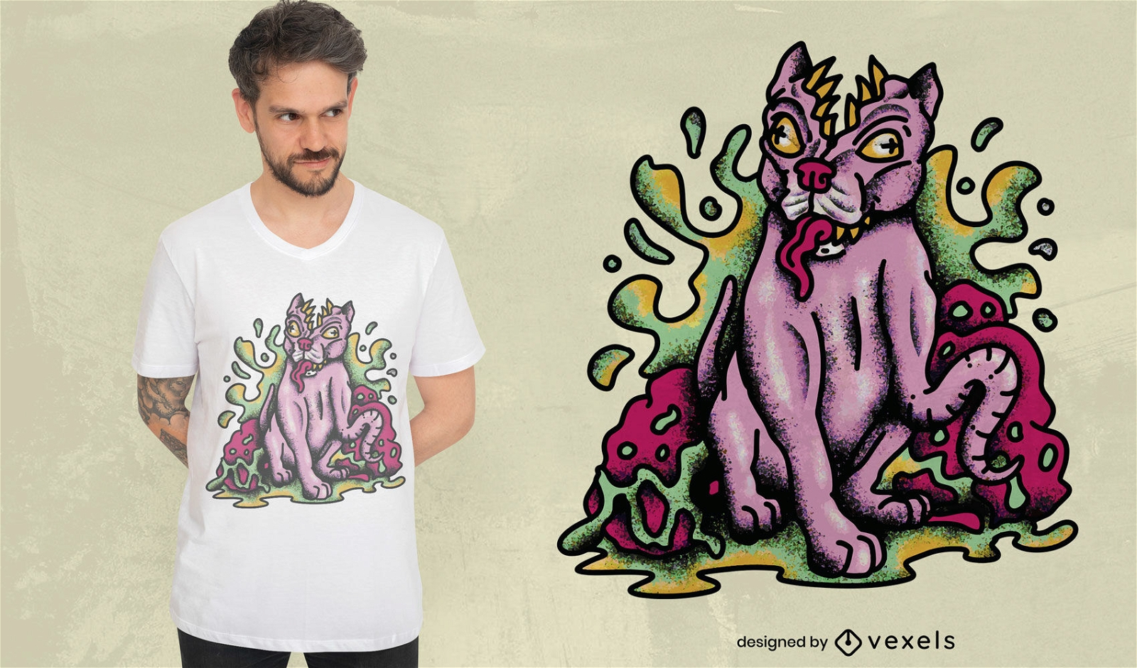 Design de t-shirt animal para c?o monstro zumbi