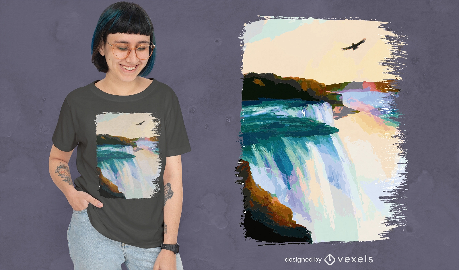 Design de camiseta de pintura de Niagara Falls
