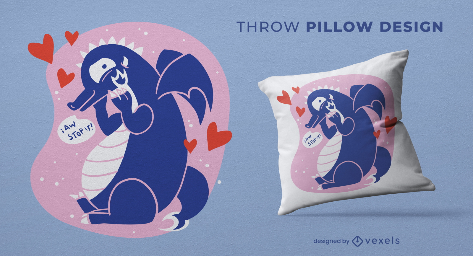 Cute dragon throw pillow design